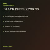 Organic black peppercorns exact product facts
