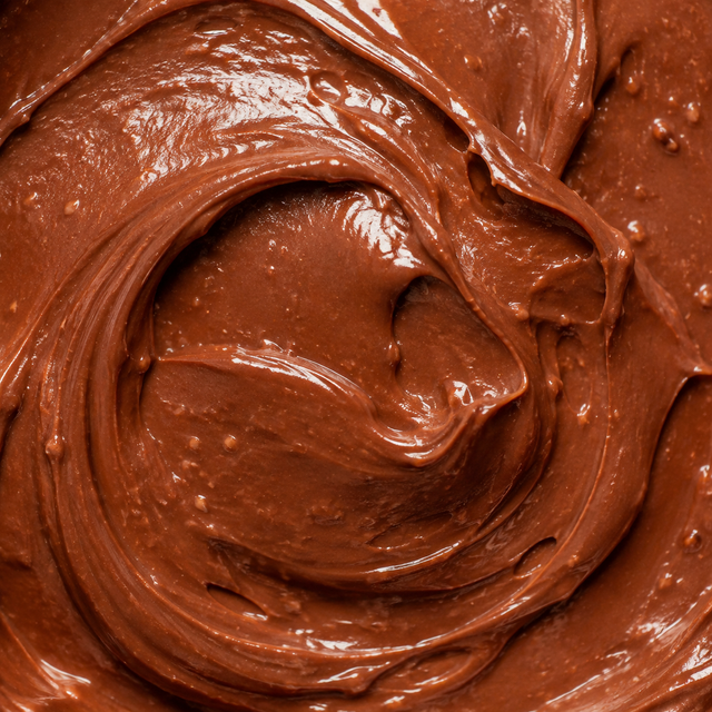 Essential organic chocolate and hazelnut spread extreme close-up