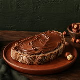 Essential organic chocolate and hazelnut spread serving suggestion