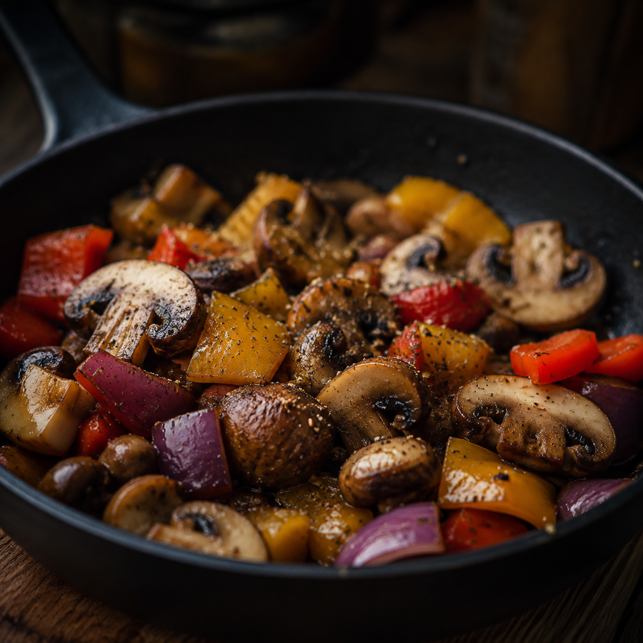 Seasoning vegetables with ground black pepper