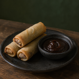 Vegetable spring rolls with organic hoisin sauce