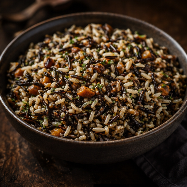 Organic wild rice mix serving suggestion