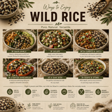 Infographic on ways to enjoy wild rice with images and text.