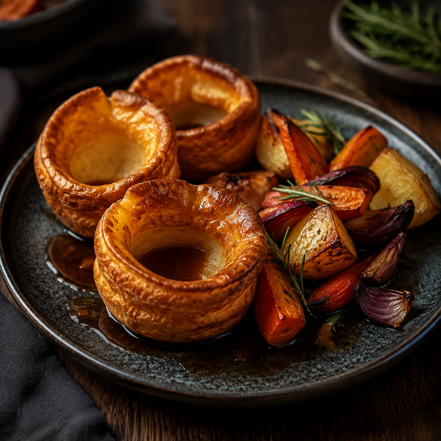 Gluten free Yorkshire puddings served